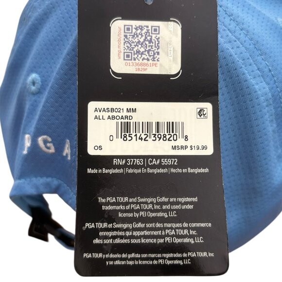 PGA TOUR Sky Blue Baseball Cap NWT Adjustable Back Airflux Ventilation - Picture 6 of 8